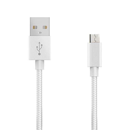 MyVigor Micro USB Cable 1m (SILVER) Nylon Braided Android Charger Cables, Tangle-Free Ultra durable QUICK-CHARGE Cable with Gold-Plated Connectors for Android, Samsung, HTC, Nokia, Sony and More with worry free warranty. Just Add to Basket