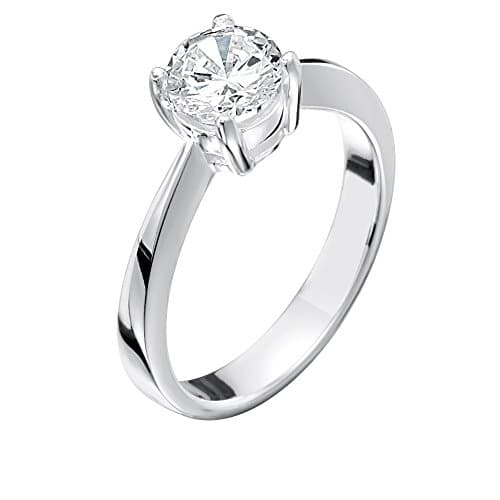 Sterling Silver and Clear Cubic Zirconia Solitaire Ring