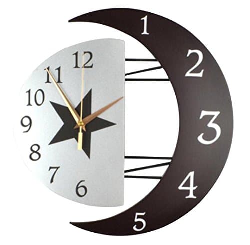 Ysayc Wall Clock Modern DecoRation Sun And Moon Wall Clock Mute The Living Room Clock Personalized Clock Simple Bedroom Linked To The Table . 12 inches . rome dial