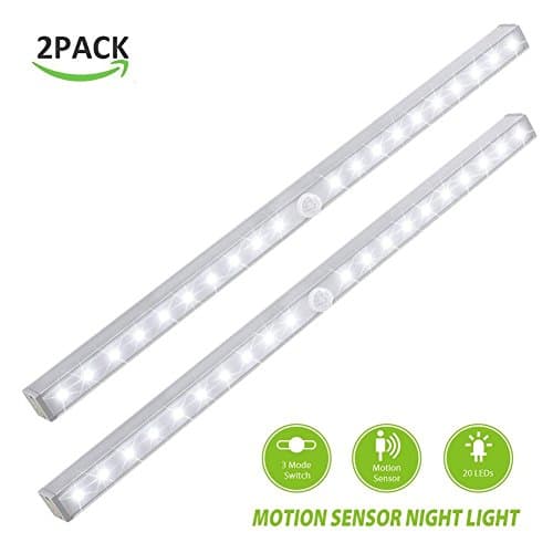 Derlson Wireless LED Motion Sensor light bar for Closet, Cabinet , Stairs, Hallway, Garage. - （2 Pack,Battery Operated ）