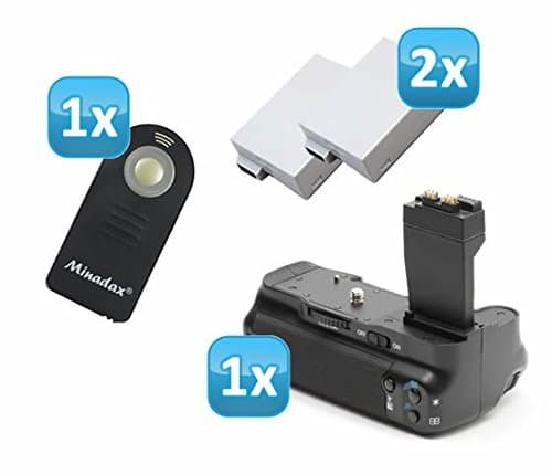 Minadax Pro Battery Grip for EOS 700D 650D 600D 550D Replaces BG-E8 Plus 2 x LP-E8 Compatible Batter