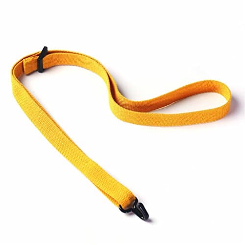 Solid Color Cotton Ukulele Strap, Adjustable Neck Sling for Ukulele with Sound Hole Hook - Yellow
