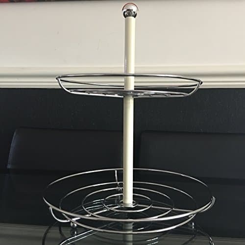 2 TIER CHROME FRUIT BASKET RED