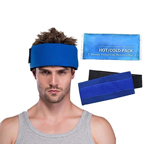 Flexible Hot Cold Therapy Gel Ice Pack Wrap with Elastic Strap for Sports Injuries Reusable for Head, Neck, Knee, Wrist, Elbow, Ankle, Limbs,4.1" x 9.8"