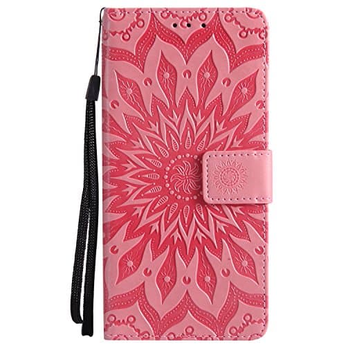 Huawei Mate10 Lite Case - High Quality Flip PU Leather Case Sun Embossed Pattern/Stent/Wallet/With Card Holder/Protection Case Cover for Huawei Mate10 Lite(Pink)