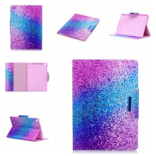 JHTC for Apple New iPad 9.7 inch 2017 / iPad 8 Case with Auto Sleep & Wake Function Flip Wallet Case Leather Soft Silicone Shock Proof Protective Backcover with Stand Credit Card Holder Magnetic Cover Ultra Thin Blue Purple Rainbow Sand Personalised Cute Funny Patterned Clear Design Colorful Cases Gift for girls