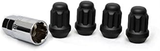 White Knight 40400SMBT Wheel Locks for Cars, 1/2"-20 Thread, Matte Black Wheel Lock Set (Pack of 4)