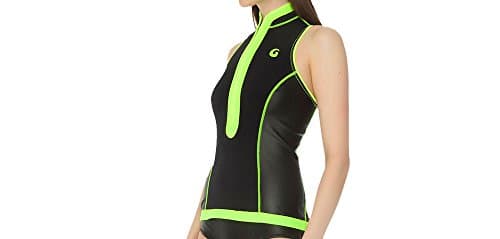 GlideSoul 0.5mm Front Zip Long Top, Black/Lemon, Medium