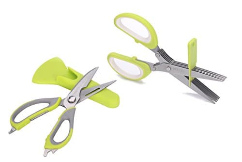 Latest Multi-purpose Kitchen Shears , Office Shears for Paper Cutting, and for Fabric Cutting .Heavy-duty Utility Scissors for Chicken,Poultry,Fish,Meat,Vegetalbes,Herbs,and BBQ's- (Yellow)
