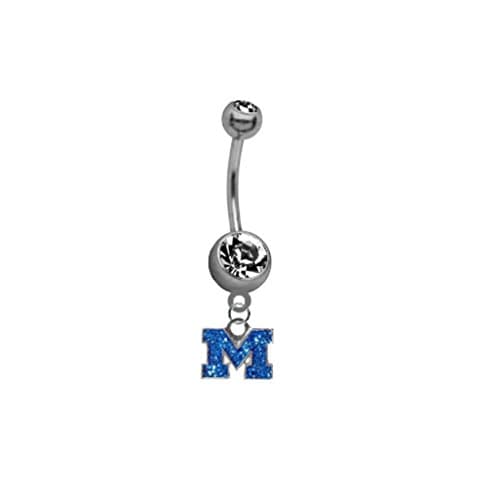 Michigan Wolverines "Glitter Logo" NCAA Belly Button Navel Ring