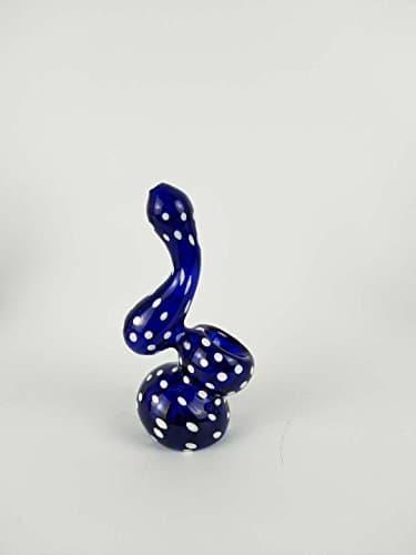 4.7" high blue and white dots are handmade. …