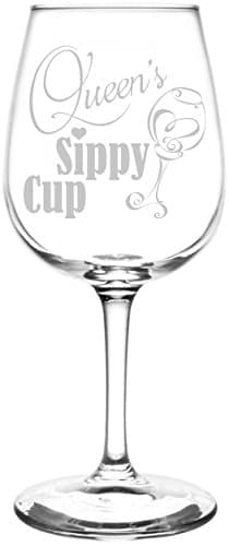 Personalized &amp; Custom (Queen) Funny Sippy Cup Novelty Present &amp; Gift Idea Inspired - Laser Engraved 12.75oz Libbey All-Purpose Wine Taster Glass