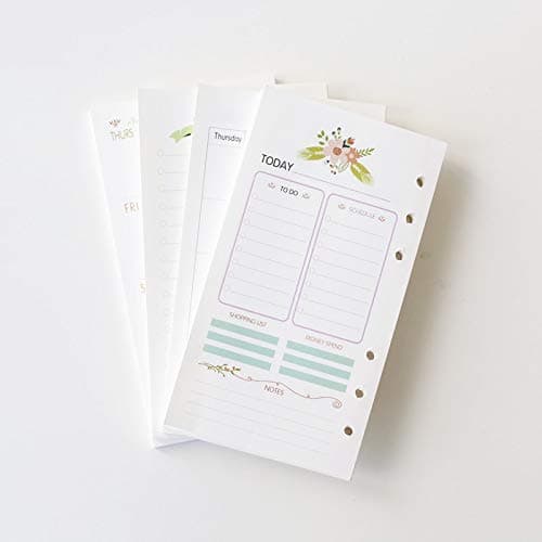 Tyro Personal Planner Inserts, A6 Floral Themed Printed Refills, Planner Paper Refill, To Do List, Monthly, Weekly, Daily