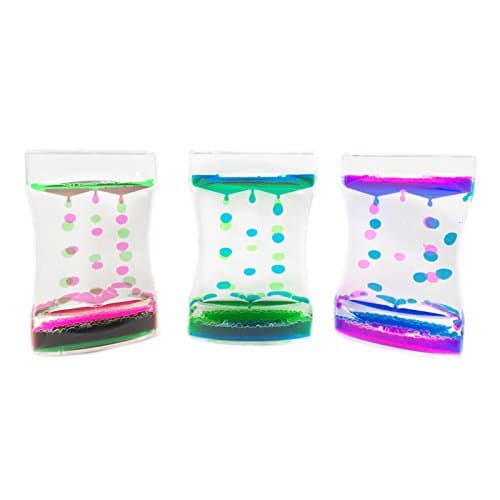 Deco4Fun Liquid Motion Bubbler Timer Hourglass Magic Bubble Drop Neon Colors Desk Accessory Paperweight Fidget Toy Children Sensory Play Activity (Wide Traditional Shape (1 Random Color))