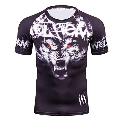 Wpch 3D Full Prints T-Shirts Mens Compression Shirt Base Layer Short Sleeve Workout Fitness MMA Body Building Tops Rashguard Sports T-Shirt T24 Multi-Color S