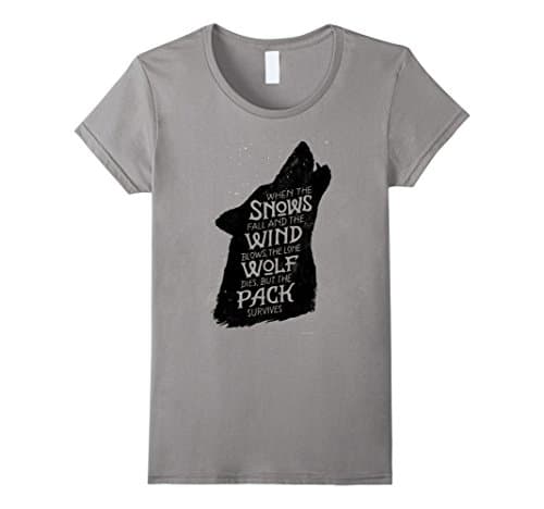 Women's When the Snows fall and the wind blows,the lone wolf T-shirt Large Slate