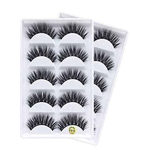 Yuanchi 5D Natural Thick Long Hand-made False Eyelashes Extensions for Women and Girls, 10 Pieces