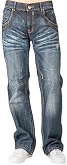 Men Relaxed Boot Cut Premium Denim Distressed Jean Zipper Utility Pocket