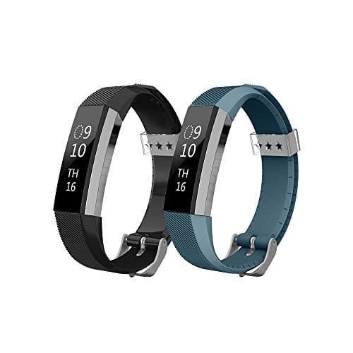 ArrKn Cute Smart Watch Tracker Accessories for Fitbit Alta Replacement Wristbands (2 pcs - Black / Stale)