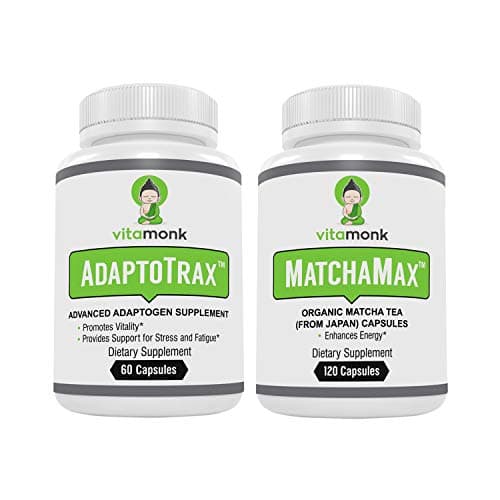 Adaptogen Blend and Matcha Capsules Combo - Mr. Zen Stack - Organic Japanese Matcha Pills and our Advanced Adaptogens Supplement Complex with KSM-66 Ashwagandha, Rhodiola, Cordyceps, Holy Basil + More