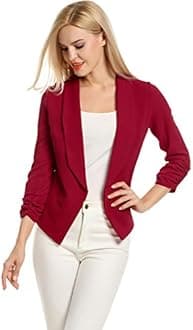 POGTMMWomen 3/4 Sleeve Blazer Open Front Cardigan Jacket Work Office Blazer