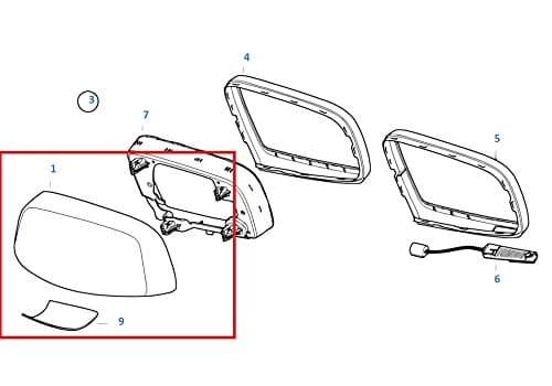 Painted or Primed BMW Right Side Mirror Cover E60 E63 5 &amp; 6 Series 2001 - 2007 (Sparkling Graphite Metallic A2)