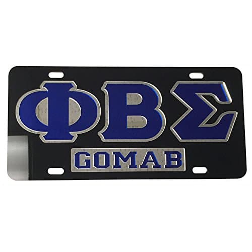 #7509 - Phi Beta Sigma License Plate Car Tag - Black Back, Letter Outlined, Nickname