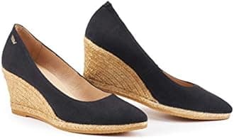VISCATA Handmade in Spain Roses 2.75-inch Elegant Style, Soft Canvas, Slip-on Wedge Pump, Espadrilles Heel