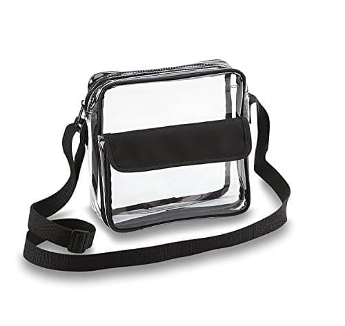 Clear See Through Cross-Body Messenger Bag w Adjustable Strap, NFL Stadium Approved Clear Purse