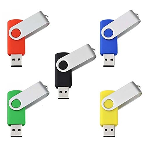 USB Home Flash Drive, (Bulk 5 Pack) High Speed 16 GB USB 2.0 Flash Memory Stick, Mixed Color(Red, Blue, Black, Green and Yellow)
