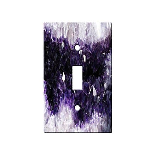 Geode Amethyst Crystal Decor Single Switch Plate Cover Metal