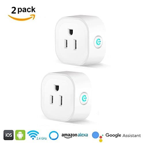 2 Pack Voltson Wi-Fi Smart Plug Mini Outlet with Energy Monitoring, Works with Amazon Alexa Echo and Google Assistant, No Hub Required, ETL Listed, White