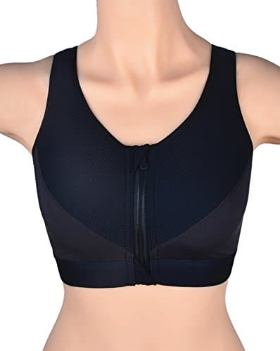 Chirrupy Chief Women's Zipper Front Wire Free Supportive Racerback Tech Pro Sports Bra
