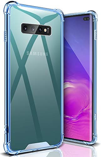 SANKMI Clear Case for Samsung Galaxy S10 Plus, Shockproof Soft TPU Bumper Phone Case Slim Thin Non Slip Scratch Resistant PC Hard Back Protective Case Cover for Samsung Galaxy S10 Plus 2019 Blue