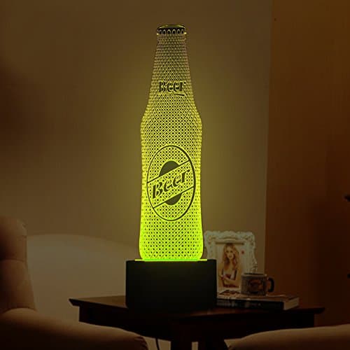 Tons 3D Night Light Colorful Touch Control Light 7 Colors Change USB LED for Desk Table with Multicolored USB Powered Home Decoration Best Gift for Kids (Beer Bottle)