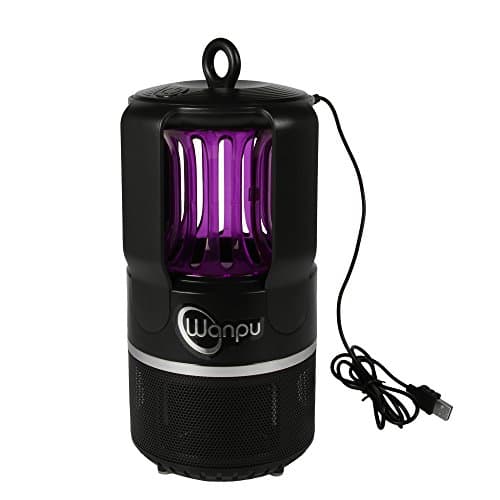 Wanpu Bug Zapper &amp; Electric Indoor Insect Killer USB Powered Mosquito Killer Mute Chemical-free LED Night Light ,Coverage Up to 645 Sq.Ft (Black)