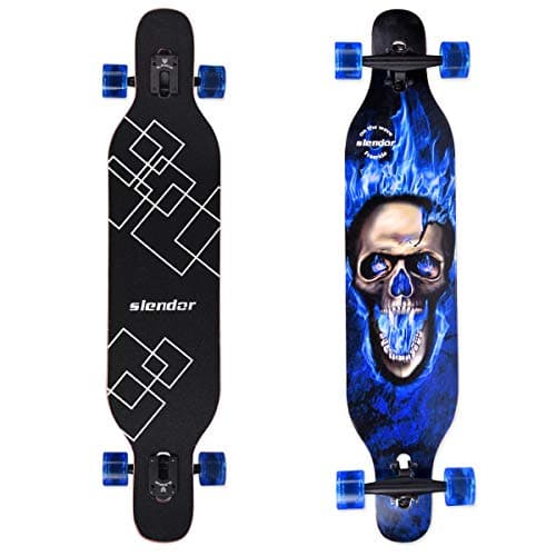 slendor Longboard Skateboard 42 inch Drop Through Deck Complete Maple Cruiser Freestyle, Camber Concave