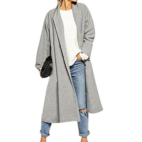 KESEE Clearance Cardigan ☀ Women's Solid Lightweight Knitted Open Front Long Overcoat Waterfall Cardigan (2XL, Gray)