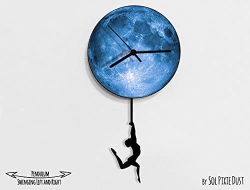 Gymnastic Acrobat swinging on the moon - Pendulum Wall Clock