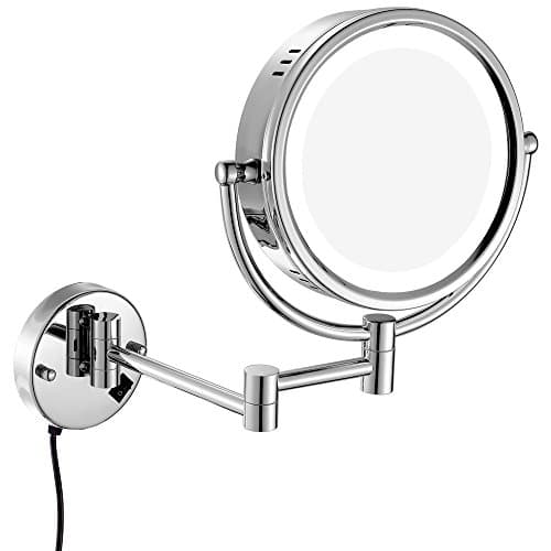 Gurun 8.5 "LED Light Wall Mount Makeup Mirror with 5x Magnification, Chrome Finish M1809D