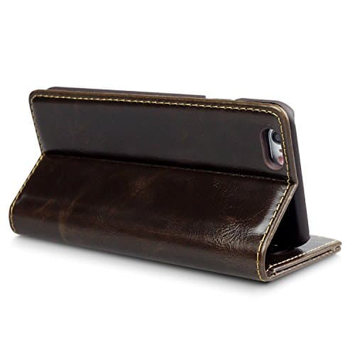 for iPhone 6 Wallet Case iPhone 6s Case Genuine Leather Card Slot Ultra Slim by B4Life (Brown)