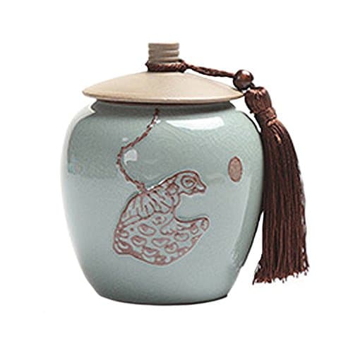 Chinese Ceramic Coffee Storage Canister /Cookie Jar /Tea Container /Kitchen Storage with Lid for Home Decor- 5.7 inches
