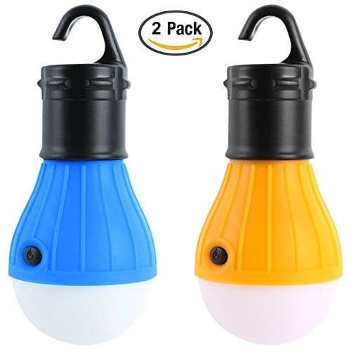 2 Pack - Portable Water Proof LED Lantern Tent Light Bulb for Backpacking Camping Hiking Fishing Emergency Light Camping Equipment Gear for Outdoor & Indoor Night Lamp - Battery Powered