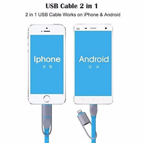 linditek Premium Usb Cable 2in1 Lightning &amp; Micro Usb Fast Charge Car Charger for iPhone 7 / 6s / 6 Plus, iPad Air / Pro / mini, Samsung Galaxy and More (white)