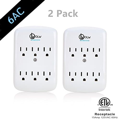 Outlet Extender,Wall Surge Protector 6 AC Outlets Multi Plug Outlet,6-Plug Extender,Wall Outlet Expander Suitable for Home,Wall Mount Adapter with 450 Joules, ETL Certified