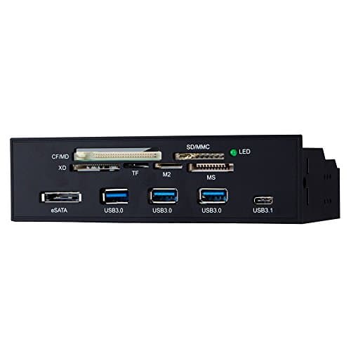 VAKABOX 5.25" All-in-One Multi-Functional Media Dashboard Front Panel Card Reader with 3-Port USB 3.0 HUB USB 3.1 Type-C ESATA (STW-3125)