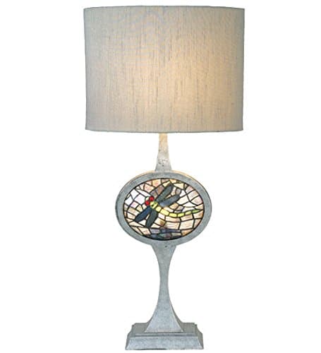 Cameo Dragonfly Stained Glass Lighted Base Table Lamp