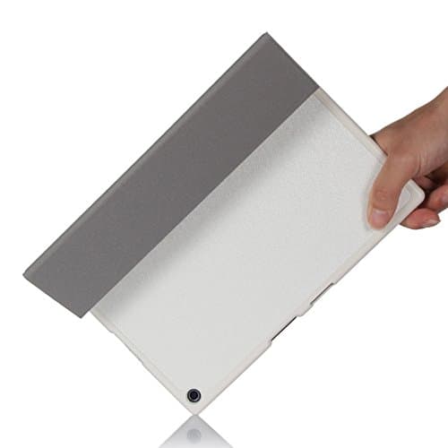 Raydes Silk Pattern Slimline Case for Sony Xperia Z2 10.1 inch Tablet - Folio Slim Hard Shell Stand Case Cover - White