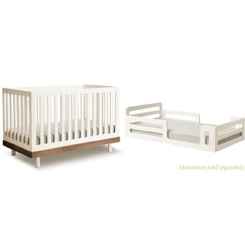 Oeuf Classic Crib + Conversion Kit in Walnut/White by Oeuf