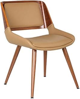 Porthos HomeBasil Dining Chair, Water and Stain Resistant PU Leather Upholstery, Metal Legs with Wood Finish…